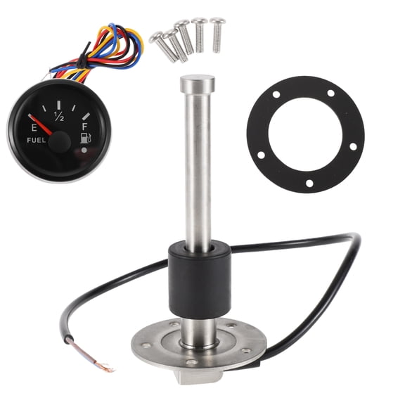 Unique Bargains 1set Fuel Sending Unit and Gauge Kit 5.91" Length Boat Fuel Sending Unit Marine Fuel Sender Unit Black Silver Tone Metal 0-190 Ohm