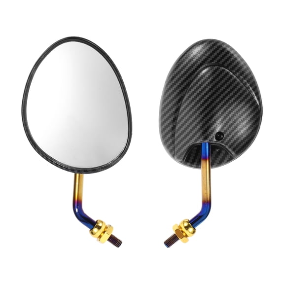 Unique Bargains 1set M10 Universal Motorcycle Rear View Mirrors Bar End Side Mirrors Mount Adjustable Iron Plastic Carbon Fiber Pattern Black Oval Shape
