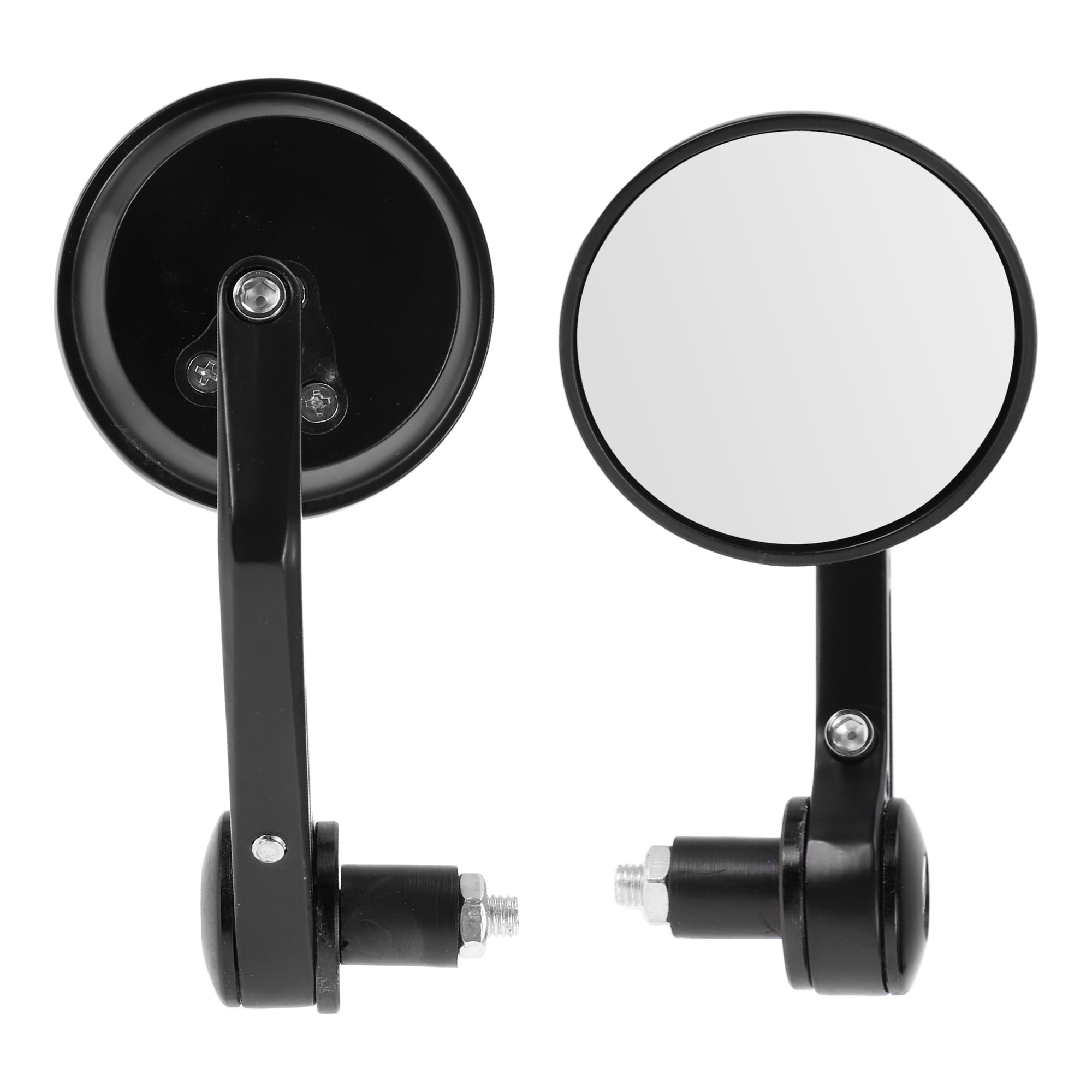 Unique Bargains 1set M8 Universal Motorcycle Rear View Mirrors Bar End Side Mirrors Mount Adjustable Aluminum Black Round Shape