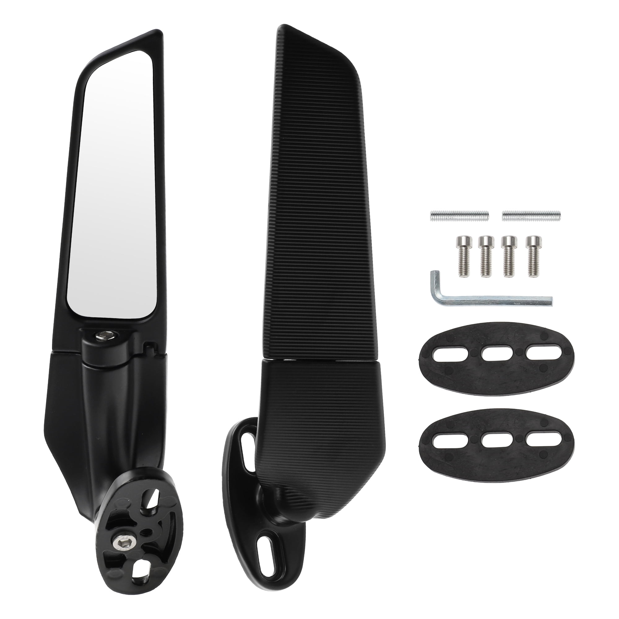 Unique Bargains 1set Motorcycle Rear View Mirrors Handlebar Mirrors Universal Adjustable Aluminum Alloy Black M6 Polygonal Shape