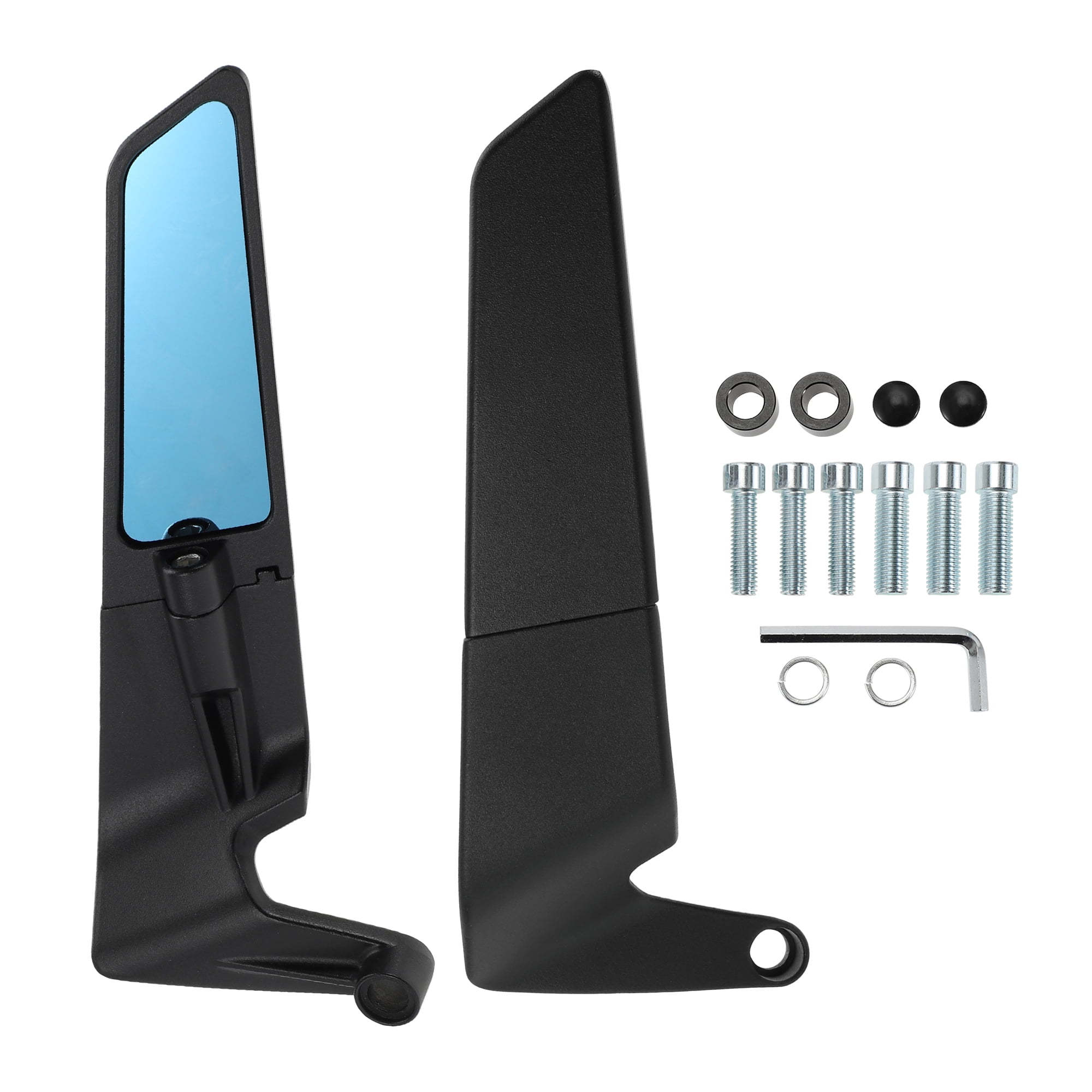 Unique Bargains 1set Motorcycle Rear View Mirrors Handlebar Mirrors Universal Adjustable Aluminum Alloy Black M8/M10 Polygonal Shape