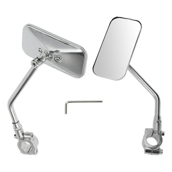 Unique Bargains 1set Motorcycle Rear View Mirrors Handlebar Mirrors Universal Adjustable Iron Plastic Chrome Silver Tone M10 Square Shape