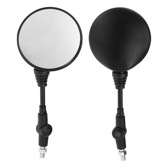 Unique Bargains 1set Universal Motorcycle Rear View Mirrors Adjustable Bar End Side Mirrors Mount M10 Black Iron Plastic Round Shape