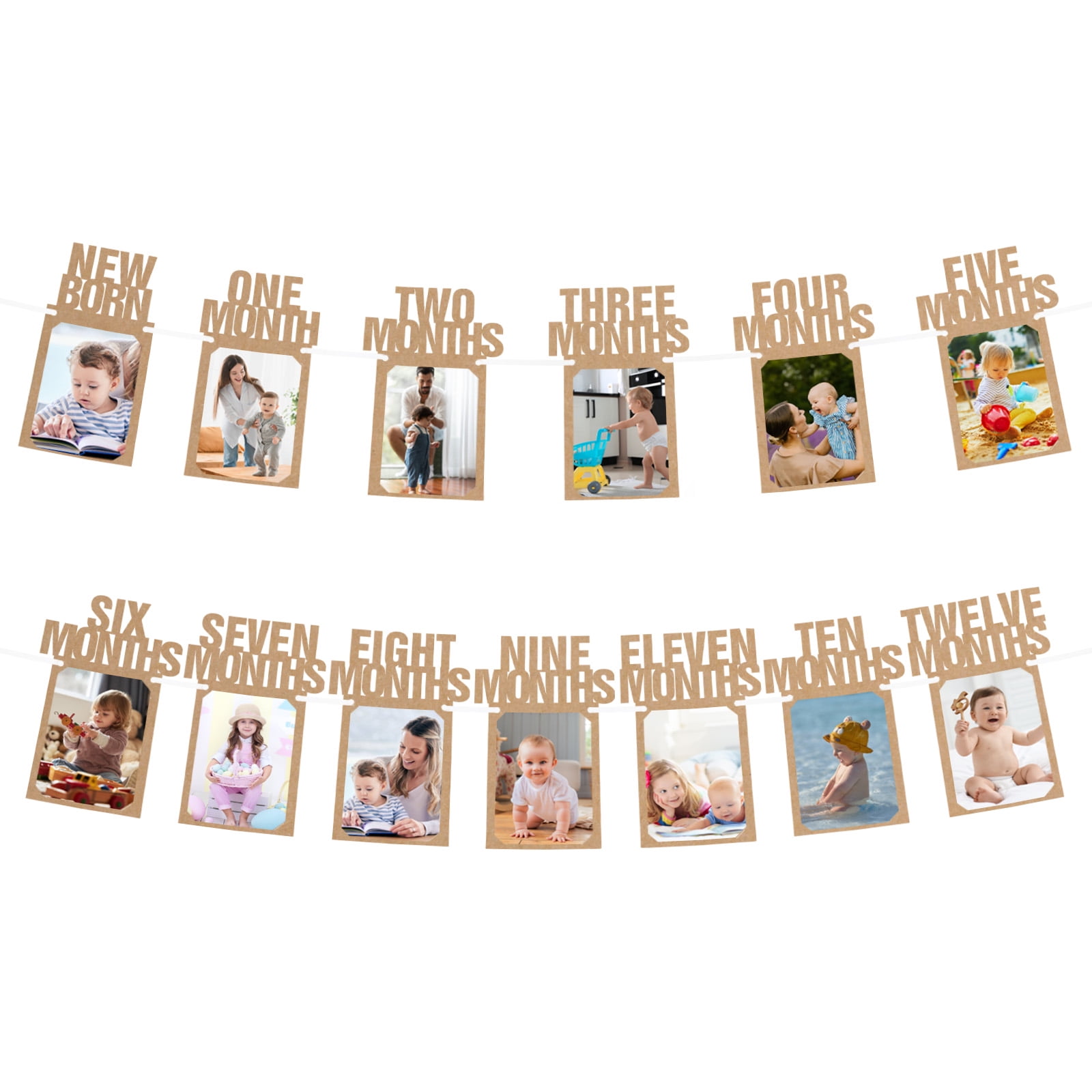 Unique Bargains 1st Birthday Photo Banner 1 To 12 Months Party Supplies Brown