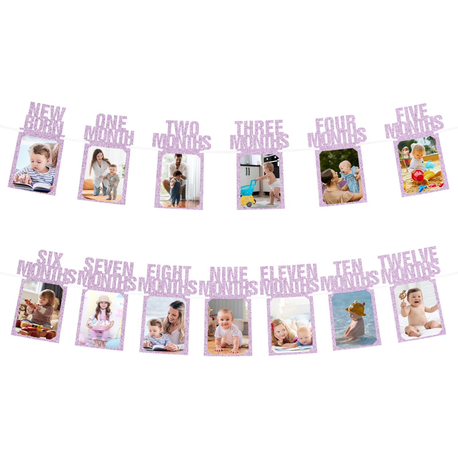 Unique Bargains 1st Birthday Photo Banner 1 To 12 Months Party Supplies Pink