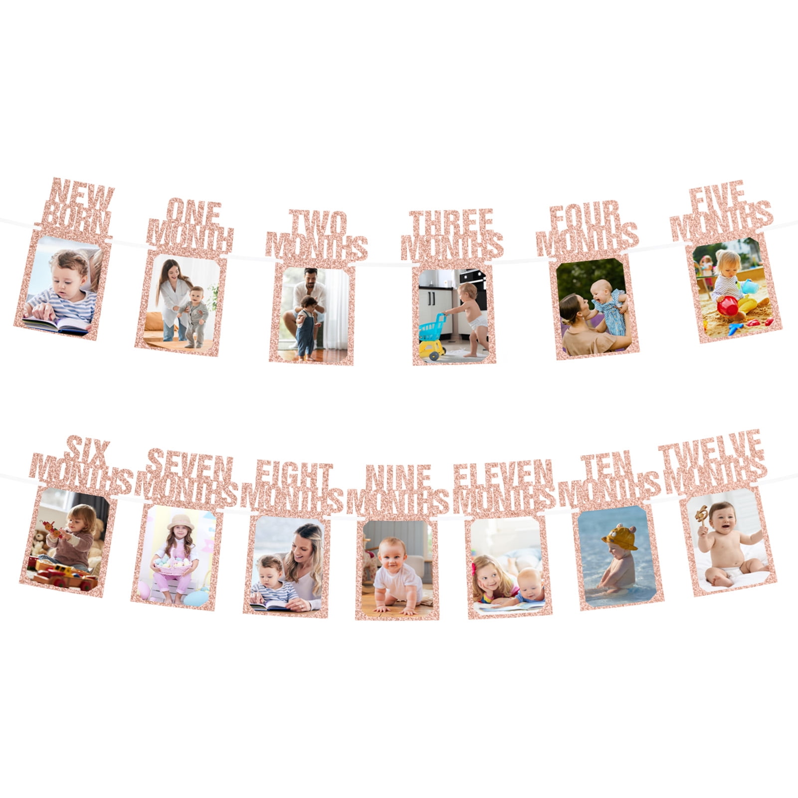 Unique Bargains 1st Birthday Photo Banner 1 To 12 Months Party Supplies Rose Gold
