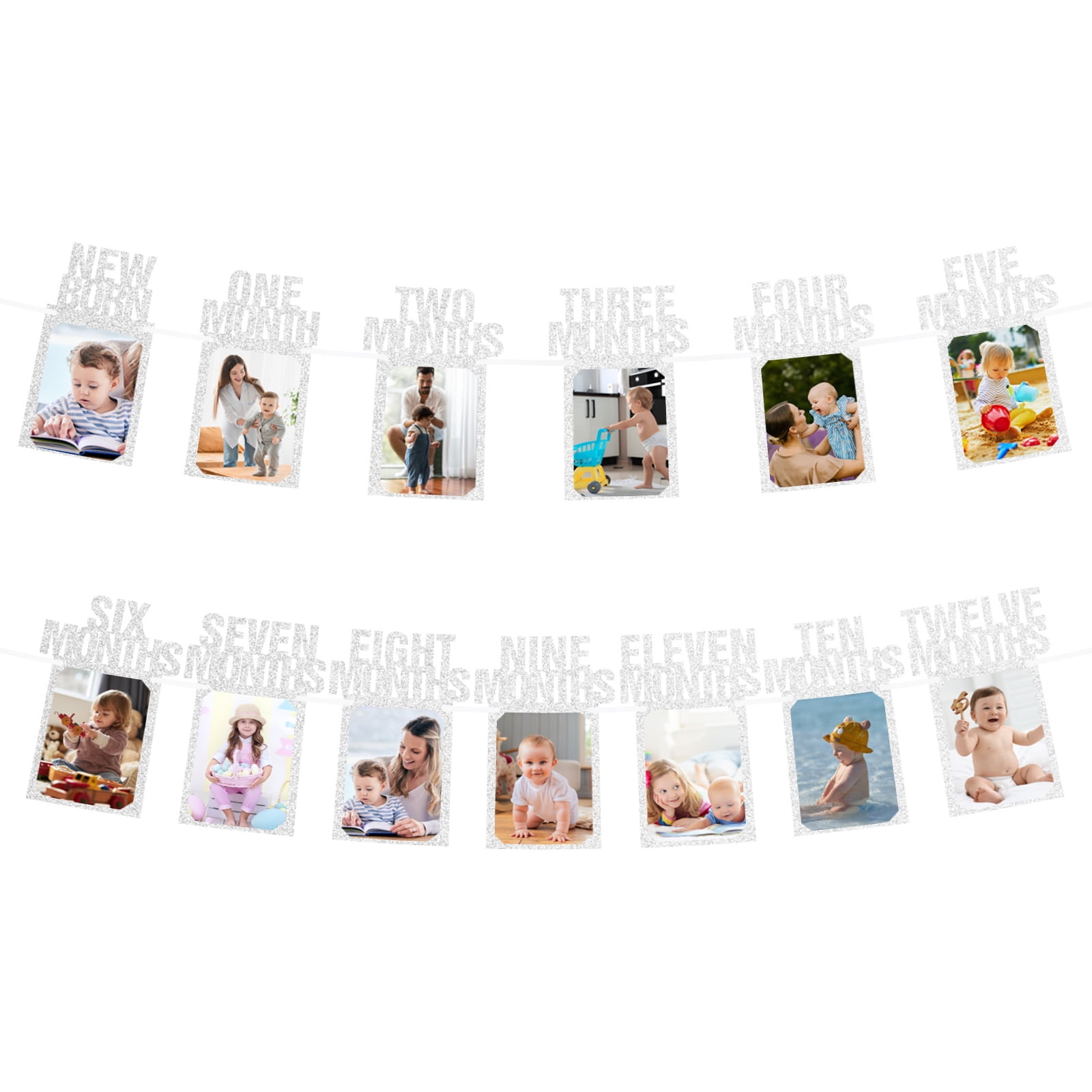 Unique Bargains 1st Birthday Photo Banner 1 To 12 Months Party Supplies Silver