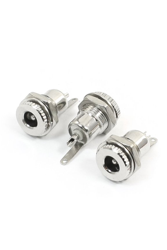 2.1mmx5.5mm DC Power Jack Socket Threaded Female Connector 3 Pcs