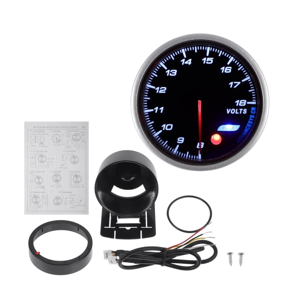 Unique Bargains 2.5" 60mm DC 12V Voltage Gauge Red White Light Analog Voltmeter Gauge 8-18V w/ Sensor and Bracket Car Voltage Meter Silver Tone,Red Black White