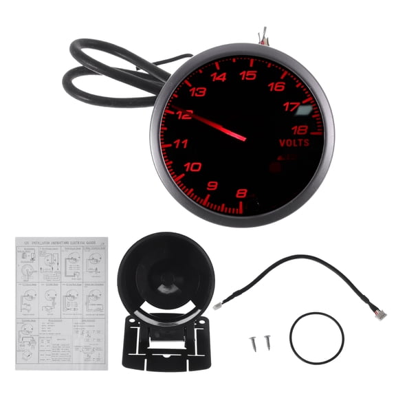 Unique Bargains 2.5" 60mm DC 12V Voltage Gauge White Orange LIGHT Analog Voltmeter Gauge 8-18V Universal Car Voltage Meter Silver Tone Black White