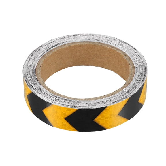Unique Bargains 2.5cmx9m Yellow and Black Arrow Car Reflective Stickers Safety Warning Reflective Protector