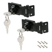 Unique Bargains 2.5inch Keyed Hasp Locks w Screws for Door Keyed Different Black 2Pcs