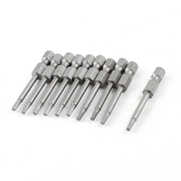 Unique Bargains 2.5mm Hex Head Magnetic Power Tool Gray Screwdriver Bits 50mm 10 Pcs