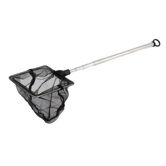 Unique Bargains 2.8 x 2.4 x 2.8 Stainless Steel Square Handle Landing Net Fishing Mesh Gold Shrimp Black Silver Tone
