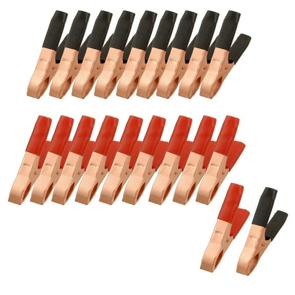 Uxcell 20Pcs Black Red Copper Plated Metal 75 x 47 x 13 mm Battery Clips Alligator Clamps 50A