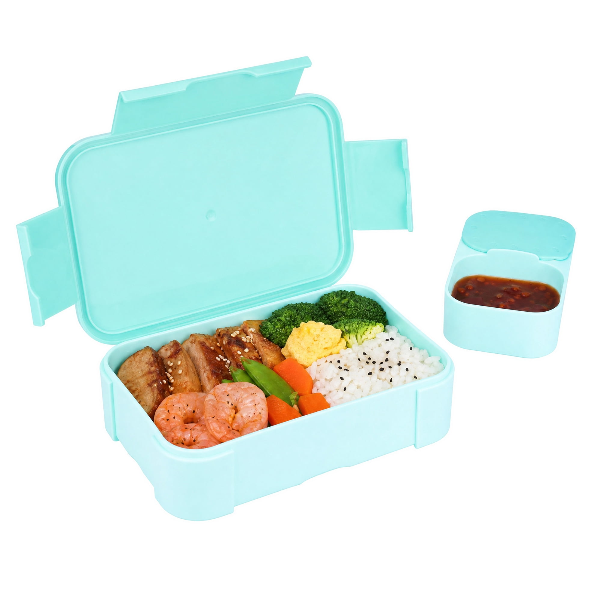 Unique Bargains 2-Compartment Leak-Proof Meal Lunch Bento Box Lake Blue