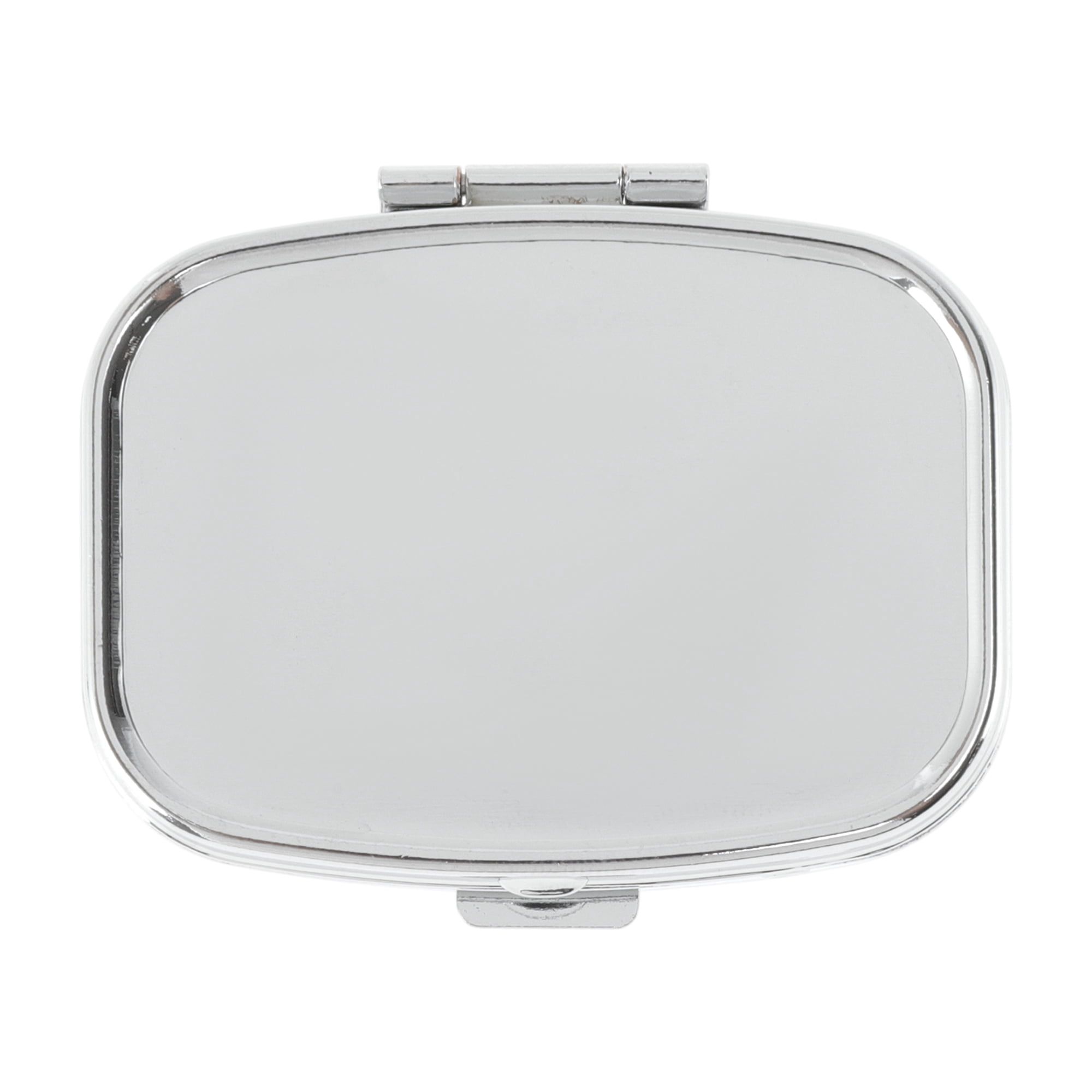 Unique Bargains 2 Compartments Pill Case Silver Tone 1 Pc [Square 2 Compartments]