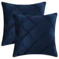 thumbnail image 1 of Unique Bargains 2 Diamond Pinch Pleated Solid Decorative Textured Throw Pillow Covers Dark Blue 18" x 18", 1 of 6