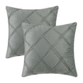 thumbnail image 1 of Unique Bargains 2 Diamond Pinch Pleated Solid Decorative Textured Throw Pillow Covers Grey 18" x 18", 1 of 6