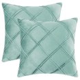 thumbnail image 1 of Unique Bargains 2 Diamond Pinch Pleated Solid Decorative Textured Throw Pillow Covers Light Blue 18" x 18", 1 of 6