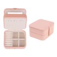 thumbnail image 1 of Unique Bargains 2 Layer Jewelry Box with Mirror PU Leather Jewelry Organizer Case Pink, 1 of 8