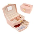 thumbnail image 1 of Unique Bargains 2 Layer Jewelry Box with Mirror PU Leather Removable Jewelry Tray Orange, 1 of 8