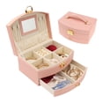 thumbnail image 1 of Unique Bargains 2 Layer Jewelry Boxes PU Leather Jewelry Organizer Case with Drawer Pink, 1 of 6