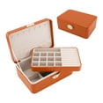 thumbnail image 1 of Unique Bargains 2 Layer PU Leather Jewelry Box Organizer Holder for Women Brown, 1 of 7