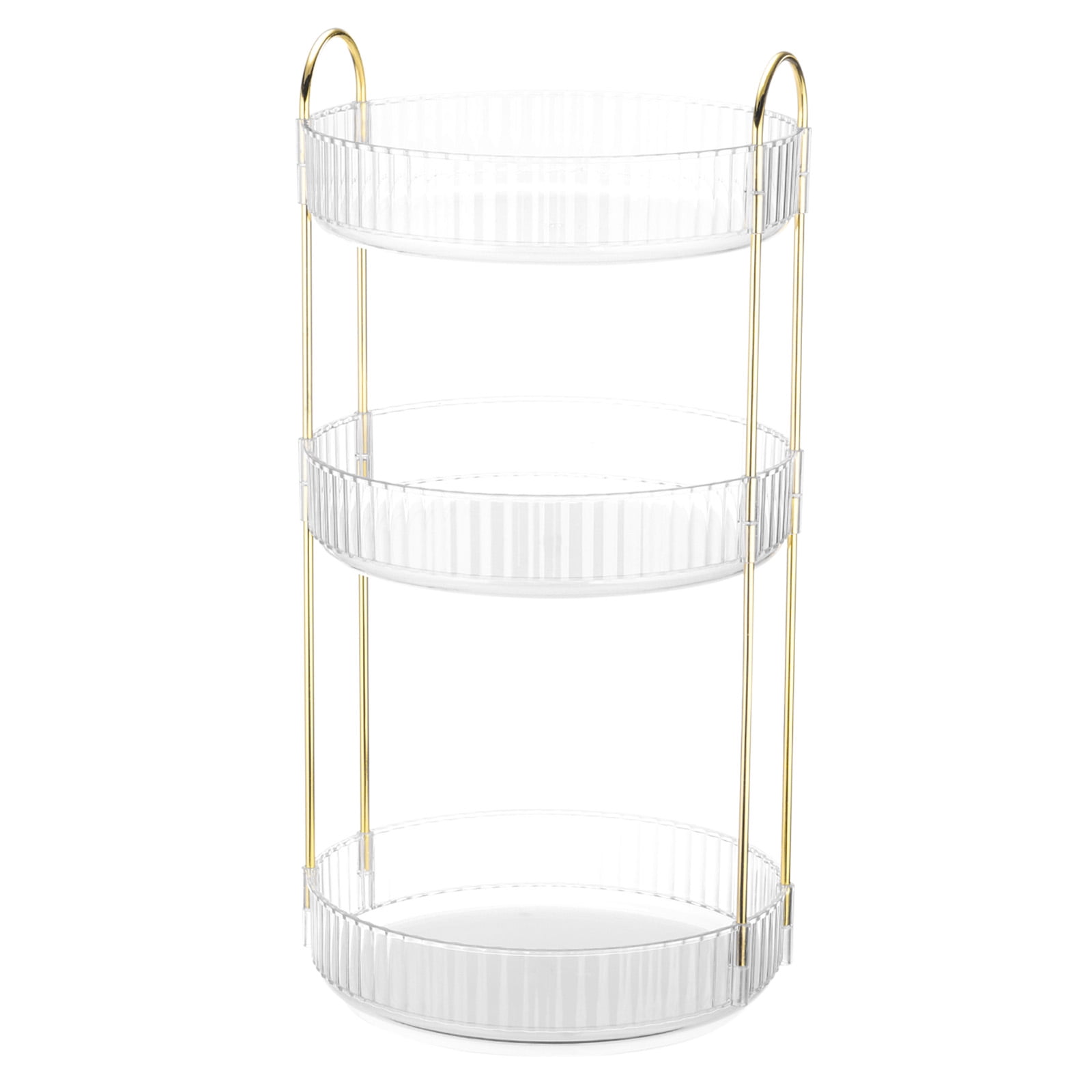 Unique Bargains 2 Layer Rotating Makeup Round Skincare Countertop Perfume Organizer Clear