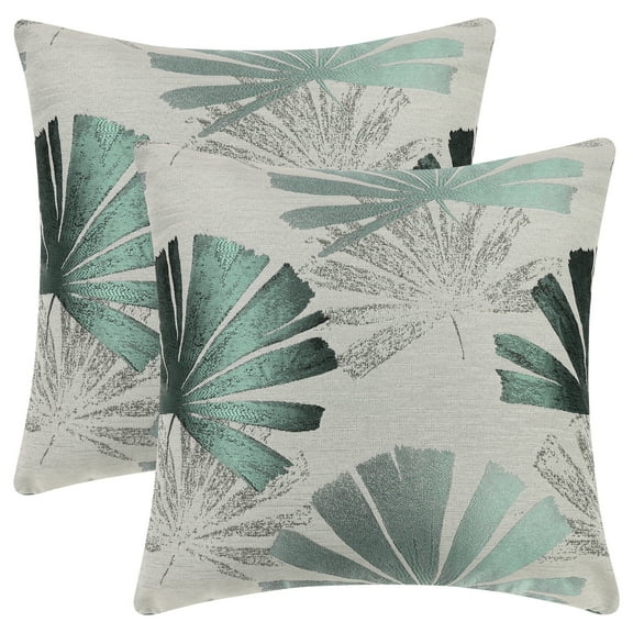 Unique Bargains 2 Leaf Throw Pillow Covers Plants Cushion Cases Decorative Pillowcases Green 18" x 18"