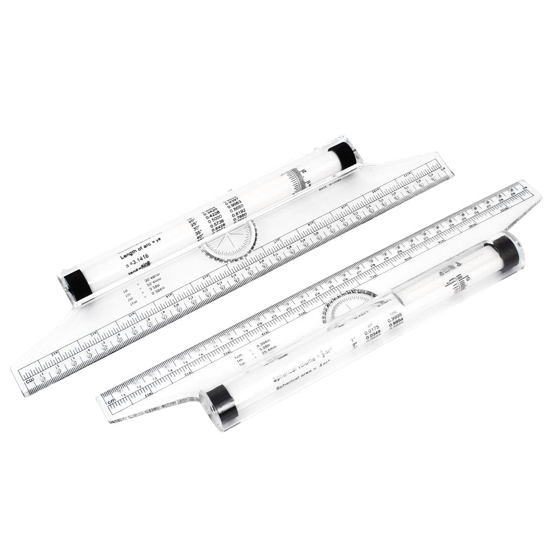 Unique Bargains 2 PCS 12 Inch Multifunctional Measuring Parallel Rolling Ruler