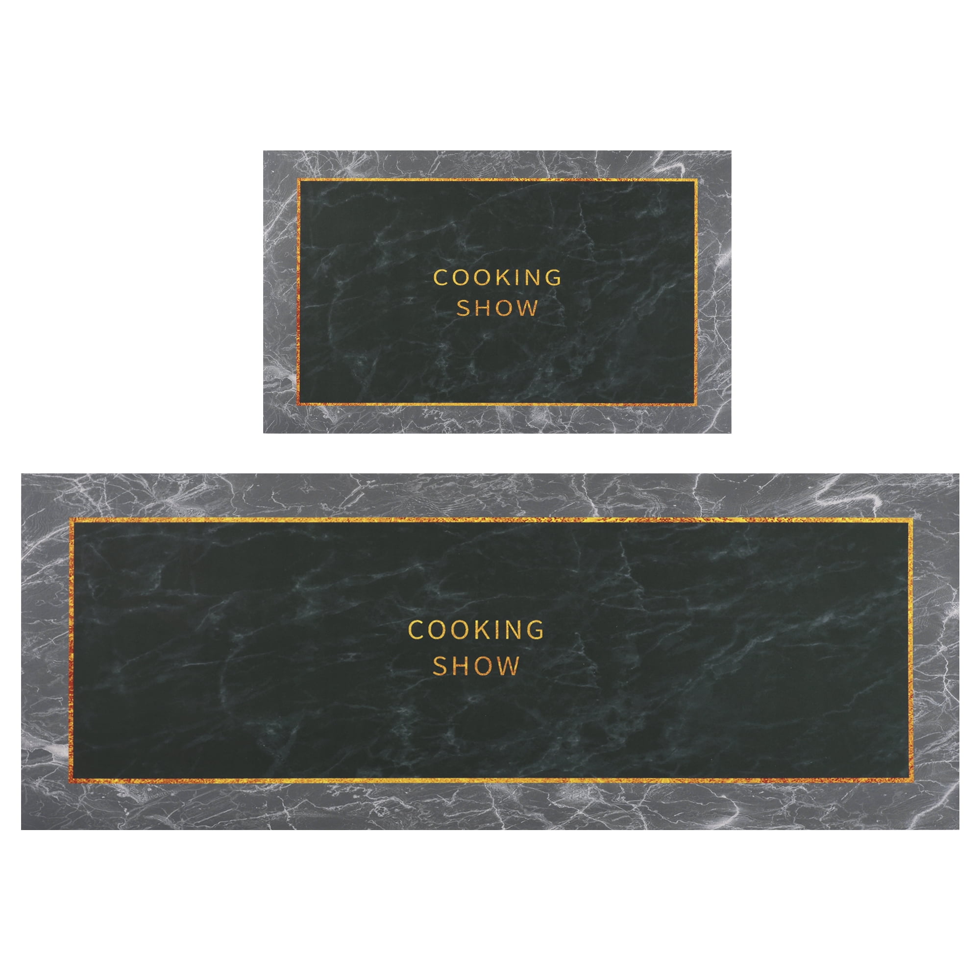 Gray Marble Pattern Non-slip PVC Kitchen Mat Set