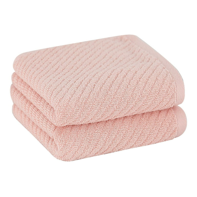PiccoCasa 2PCS 100% Cotton Ribbed Hand Towels 13 x 29 Quick Dry Pink