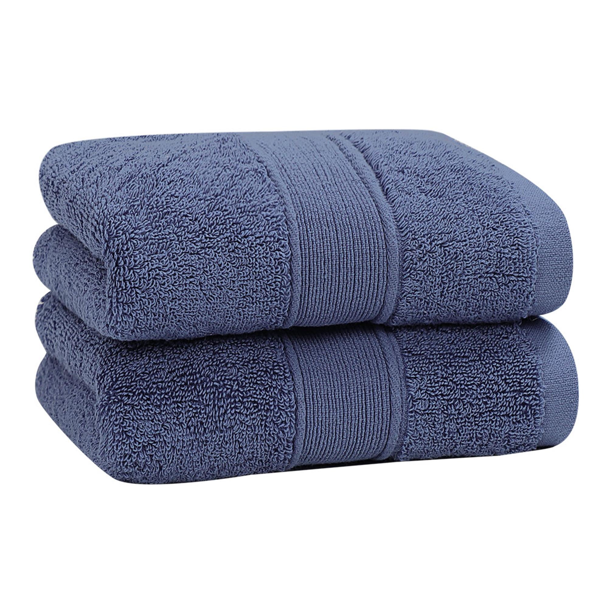 Unique Bargains 2-Pack 100% Cotton Soft Drying Hand Face Towels Navy Blue