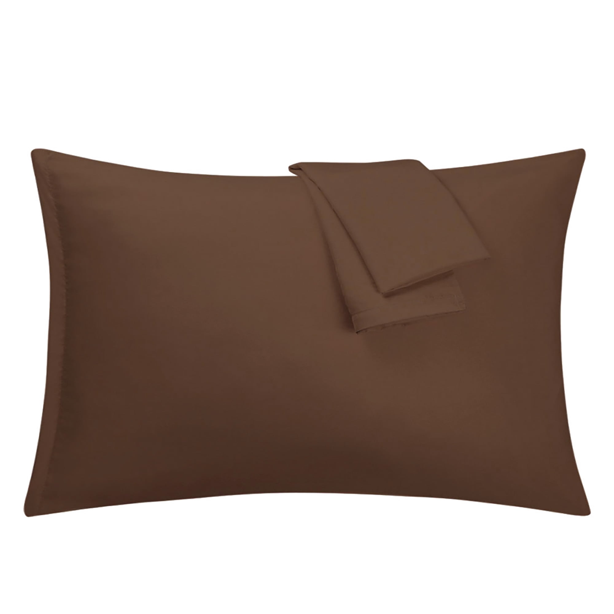 Unique Bargains 2-Piece 1800D Microfiber Solid Pillowcases Brown Travel
