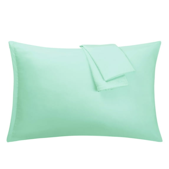 Unique Bargains 2-Piece 1800D Microfiber Solid Pillowcases Green Travel