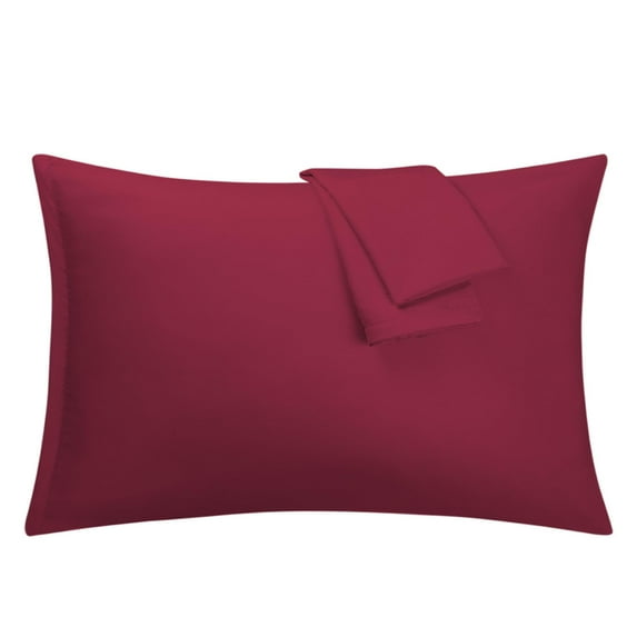 Unique Bargains 2-Piece 1800D Microfiber Solid Pillowcases Wine Queen