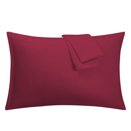 Unique Bargains 2-Pack 1800D Microfiber Solid Pillowcases Wine Travel
