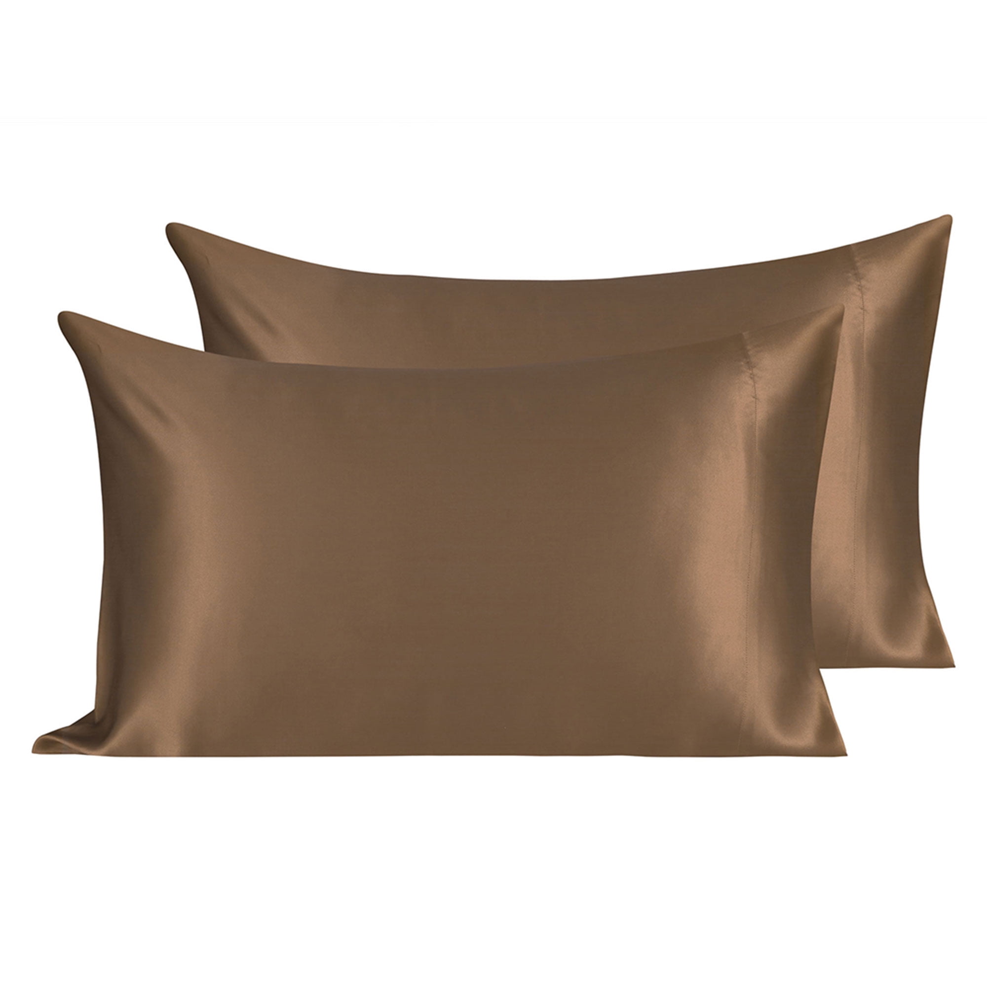 Unique Bargains 2-Pack 19 Momme 100% Silk Pillowcases Coffee Color Queen