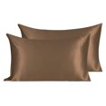 thumbnail image 1 of Unique Bargains 2-Pack 19 Momme 100% Natural Silk Pillowcases Coffee Color Queen, 1 of 8