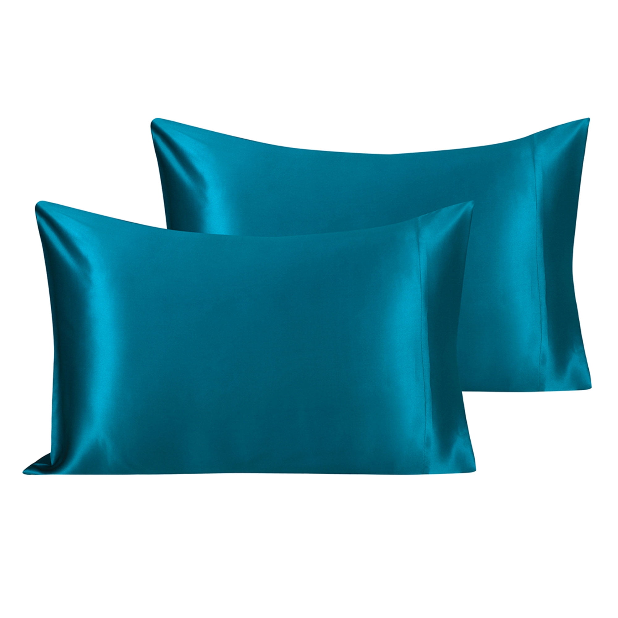 Unique Bargains 2-Pack 19 Momme 100% Silk Pillowcases Peacock Blue Queen