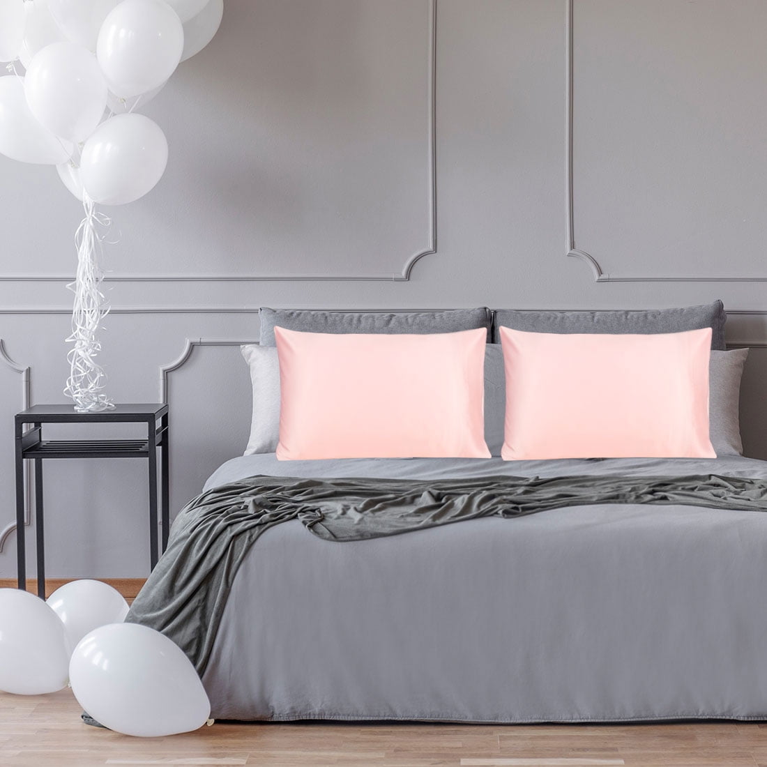 Unique Bargains 2-Pack 19 Momme 100% Silk Pillowcases Pink Standard