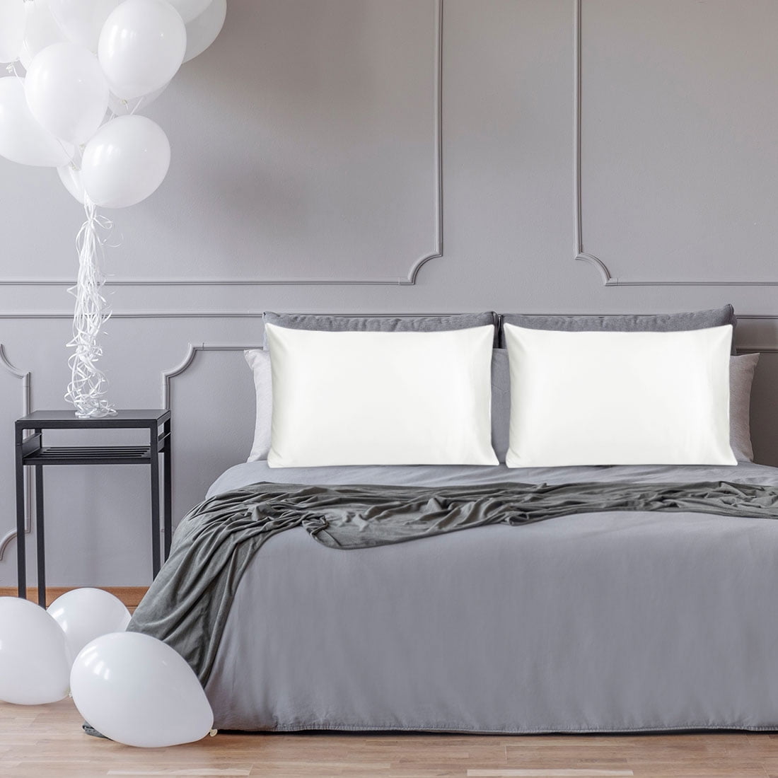 Unique Bargains 2-Pack 19 Momme 100% Silk Pillowcases White King