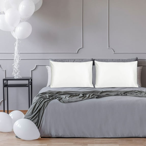 Unique Bargains 2-Pack 19 Momme 100% Natural Silk Pillowcases White King