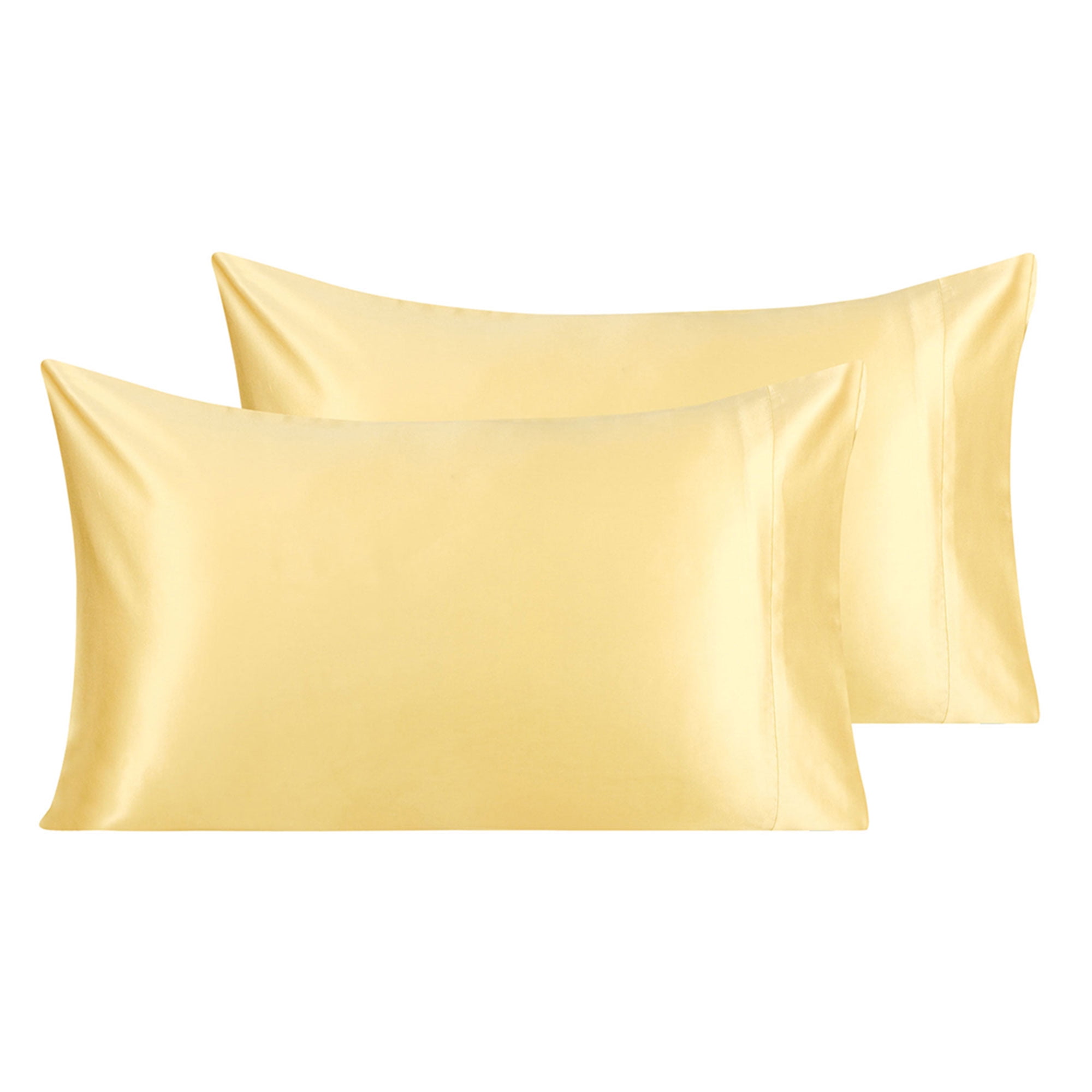 Unique Bargains 2-Pack 19 Momme Silk Pillowcases Champagne Color Queen