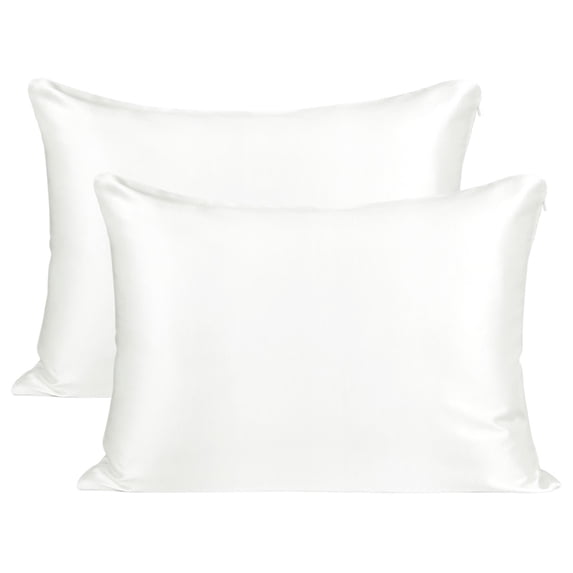 Unique Bargains 2-Pack 25 Momme Mulberry Silk Pillowcases, Standard, White