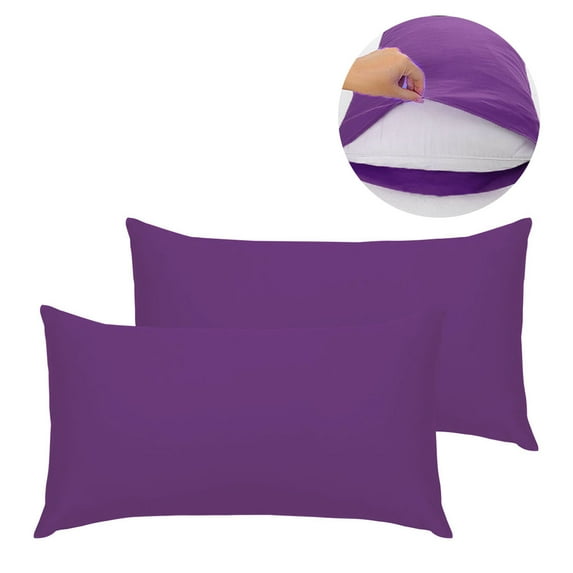 Unique Bargains 2 Pack 300TC Cotton Solid Pillowcases, 19" x 29", Purple
