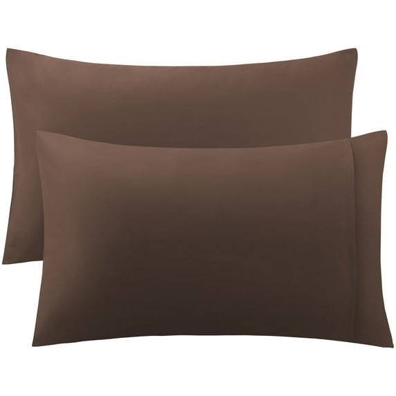 Unique Bargains 2 Pack 300TC Cotton Solid Pillowcases, 20" x 36", Coffee