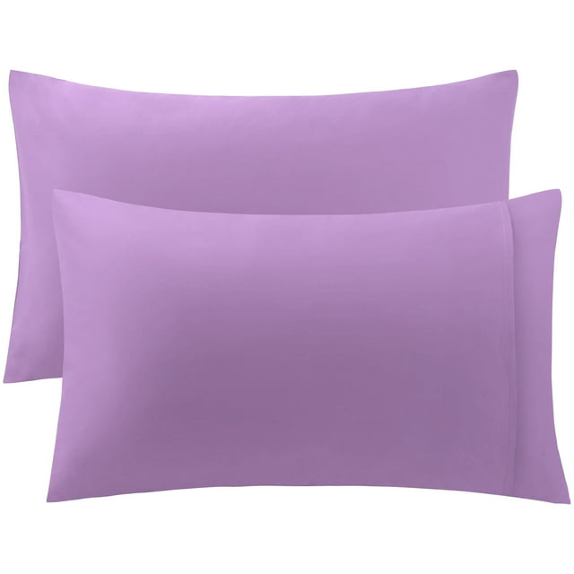 Unique Bargains 2 Pack 300TC Cotton Solid Pillowcases Lilac 19" x 29