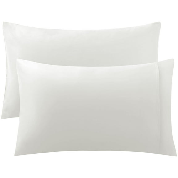 Unique Bargains 2 Pack 300TC Cotton Solid Pillowcases White 19" x 29"